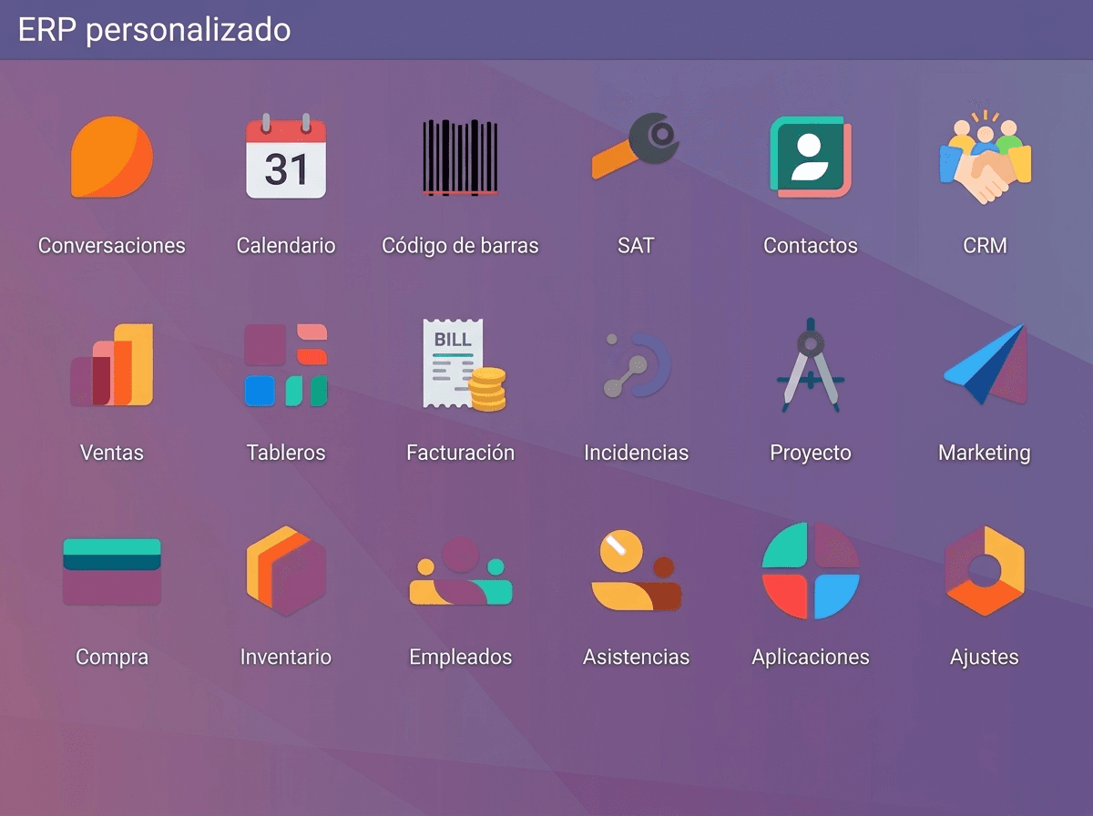 Selector de módulos personalizados dentro de un ERP
