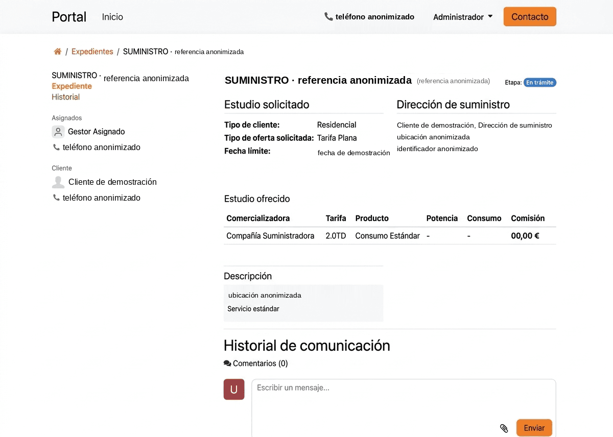 Formulario público de consulta de una solicitud energética